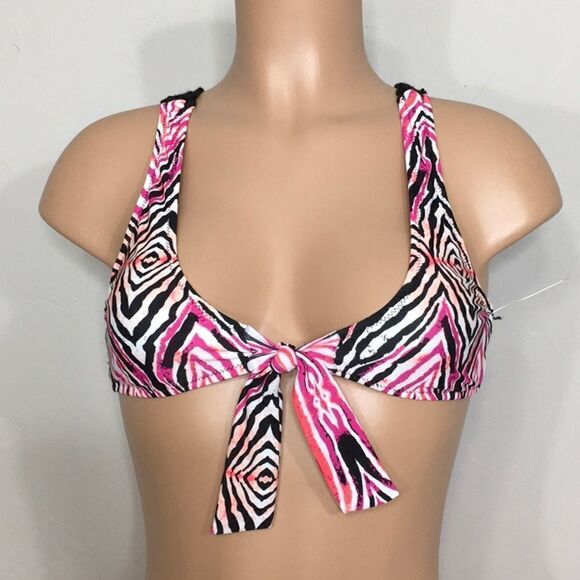 New. Volcom pink and black bikini top - Picture 1 of 3